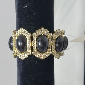 Devan gold black rhinestone stretch bracelet
